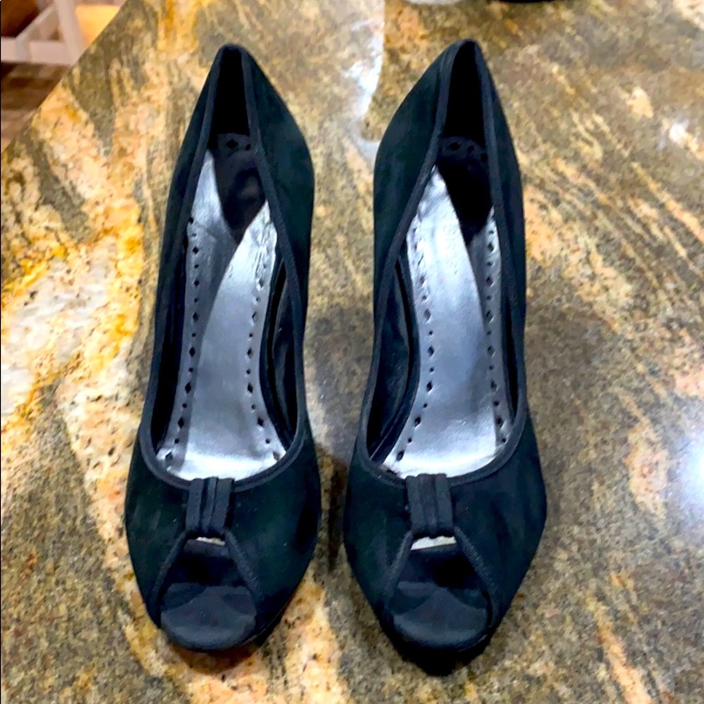 BCBG Girls Black Suede Heels 8.5